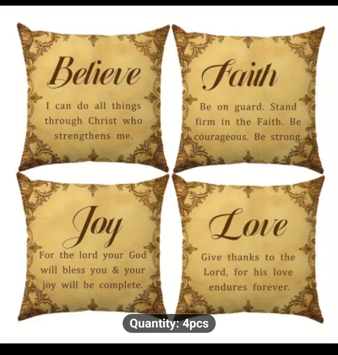 Bible printed four piece throw pillow cover view 2