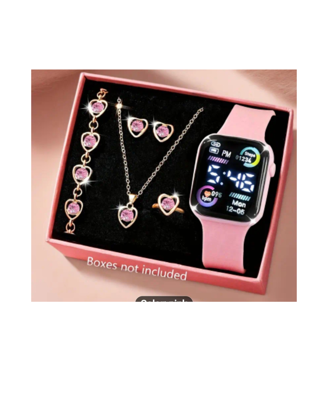 Pink electronic teen watch set