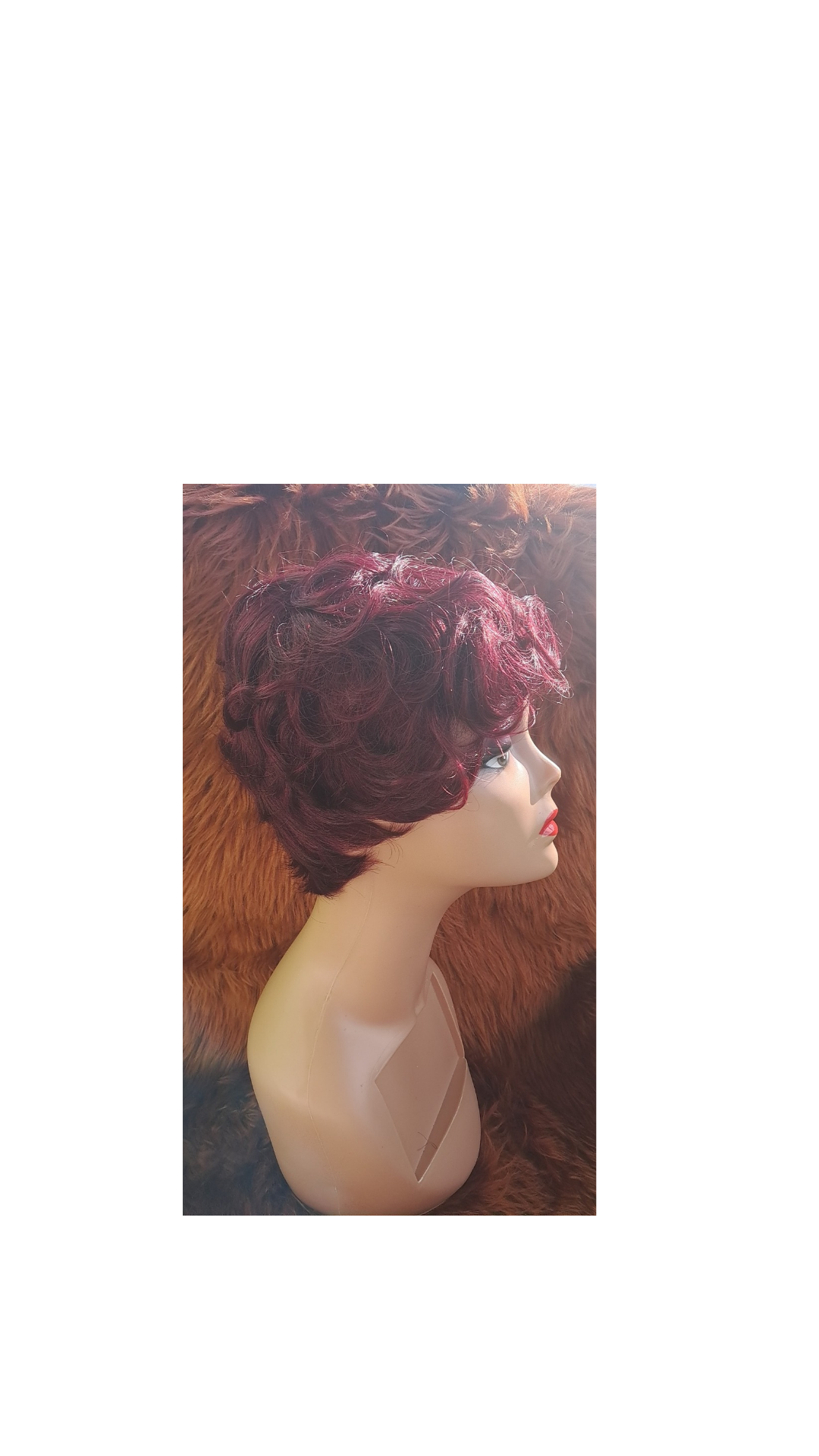 Pixie cut colored human hair wig machine made view 3