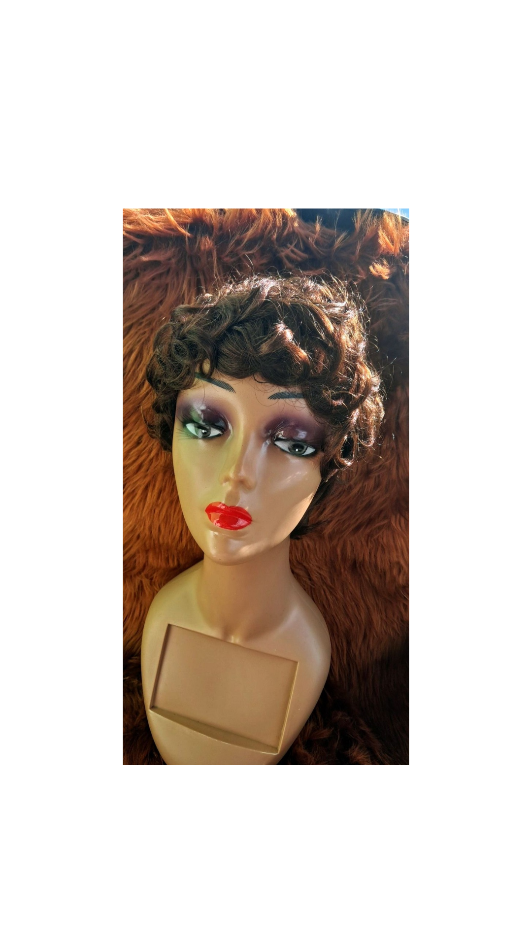 Short pixie cut human hair wig brown color