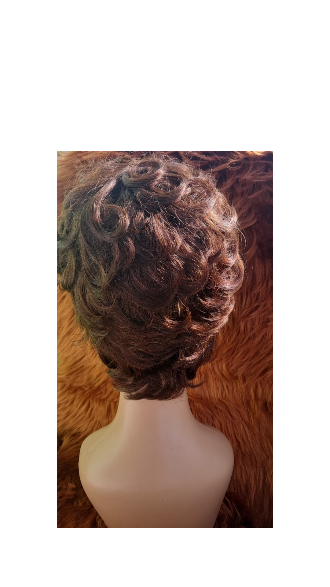 Short pixie cut human hair wig brown color  view 2