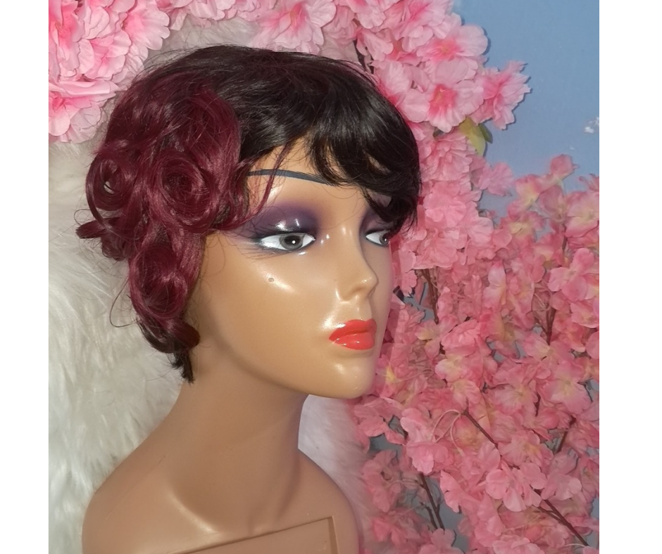 Curly wave pixie cut human hair wig
