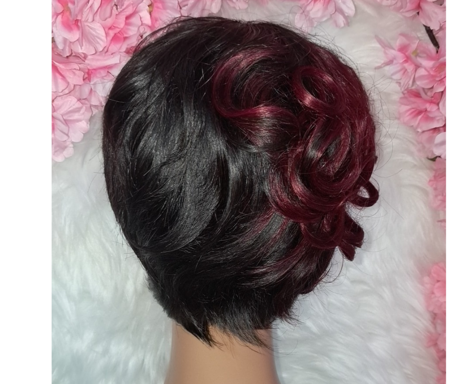 Curly wave pixie cut human hair wig view 3