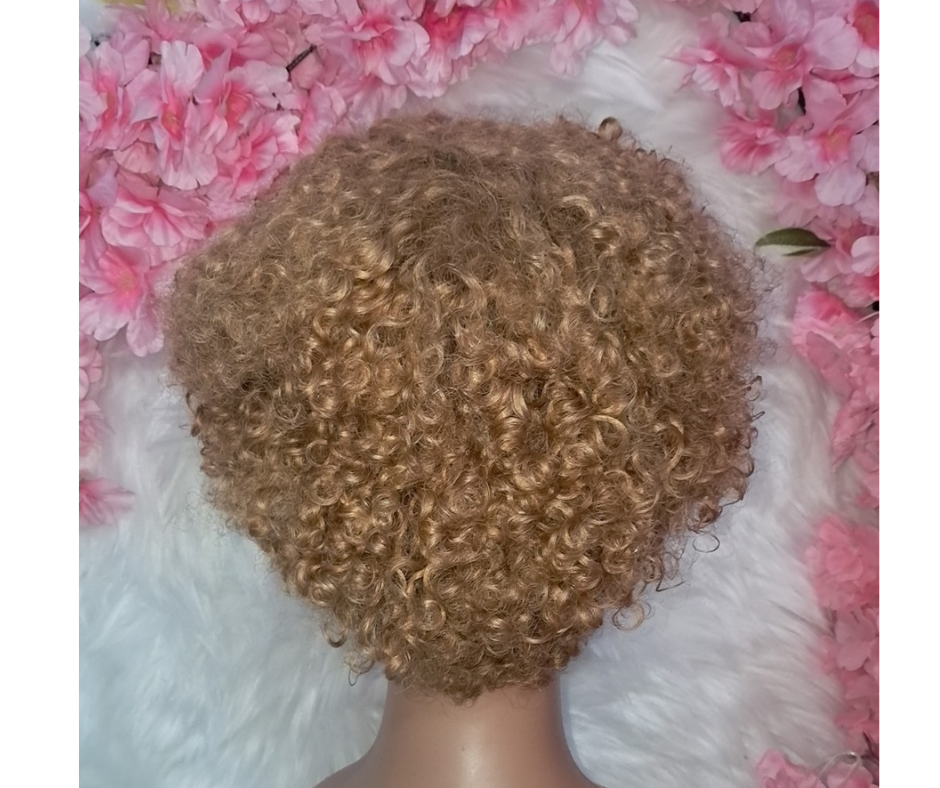 Kinky curly non lace human hair pixie wig view 2