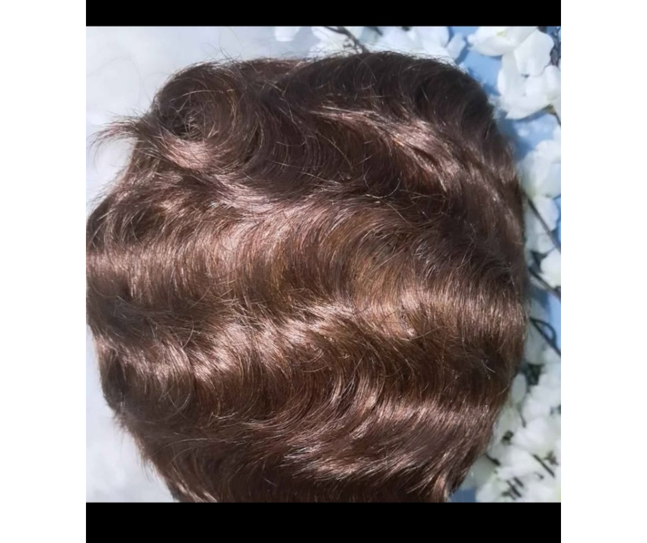 Short cut pixie wig brown color  view 2
