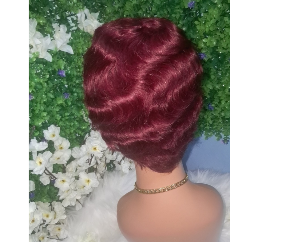Short wavy cut human hair wig view 3