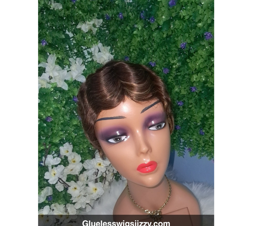 Colored wavy curl human hair wig