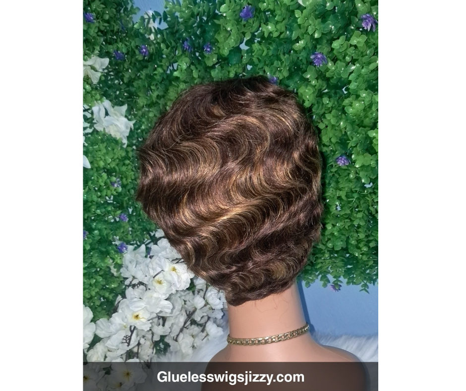 Colored wavy curl human hair wig view 2