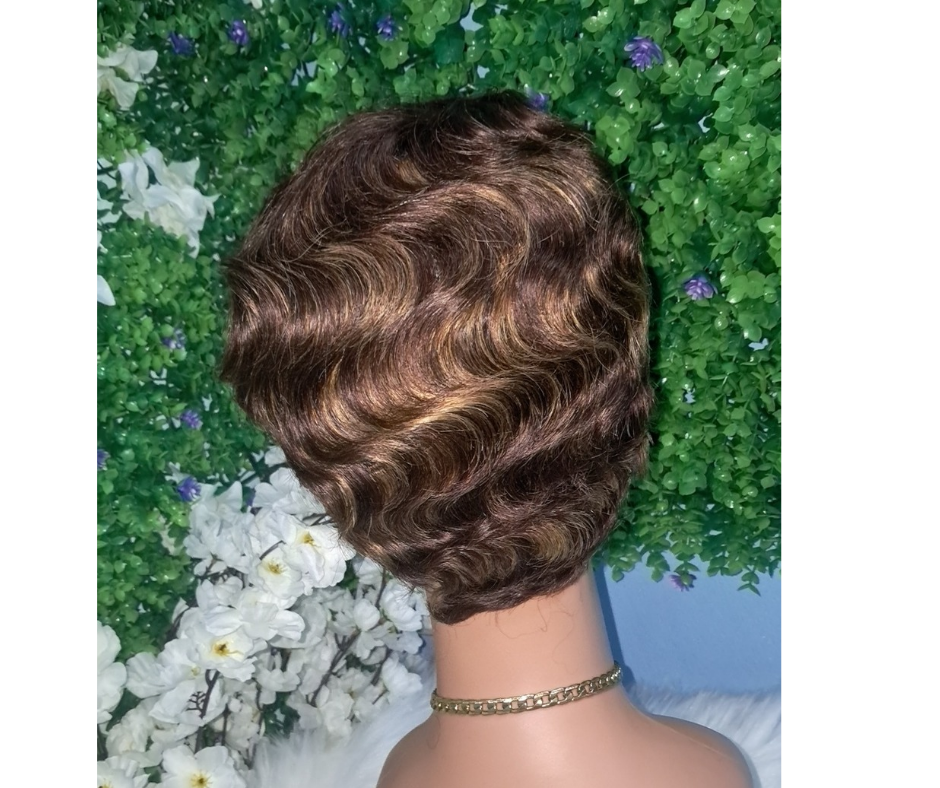 Colored wavy curl human hair wig view 3