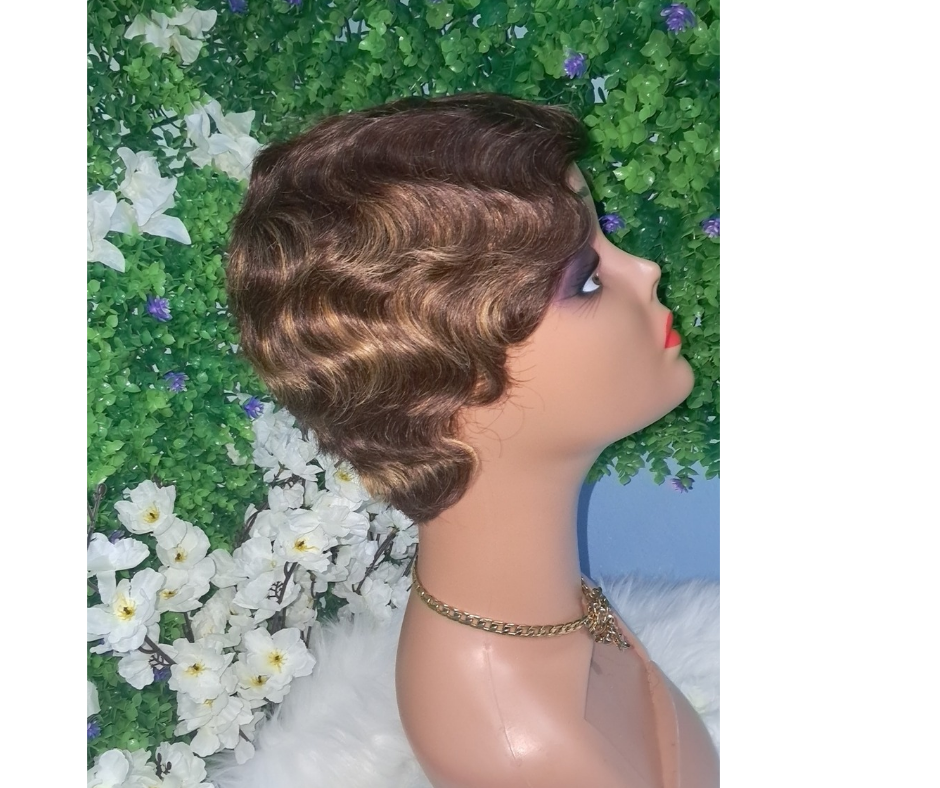 Colored wavy curl human hair wig view 4