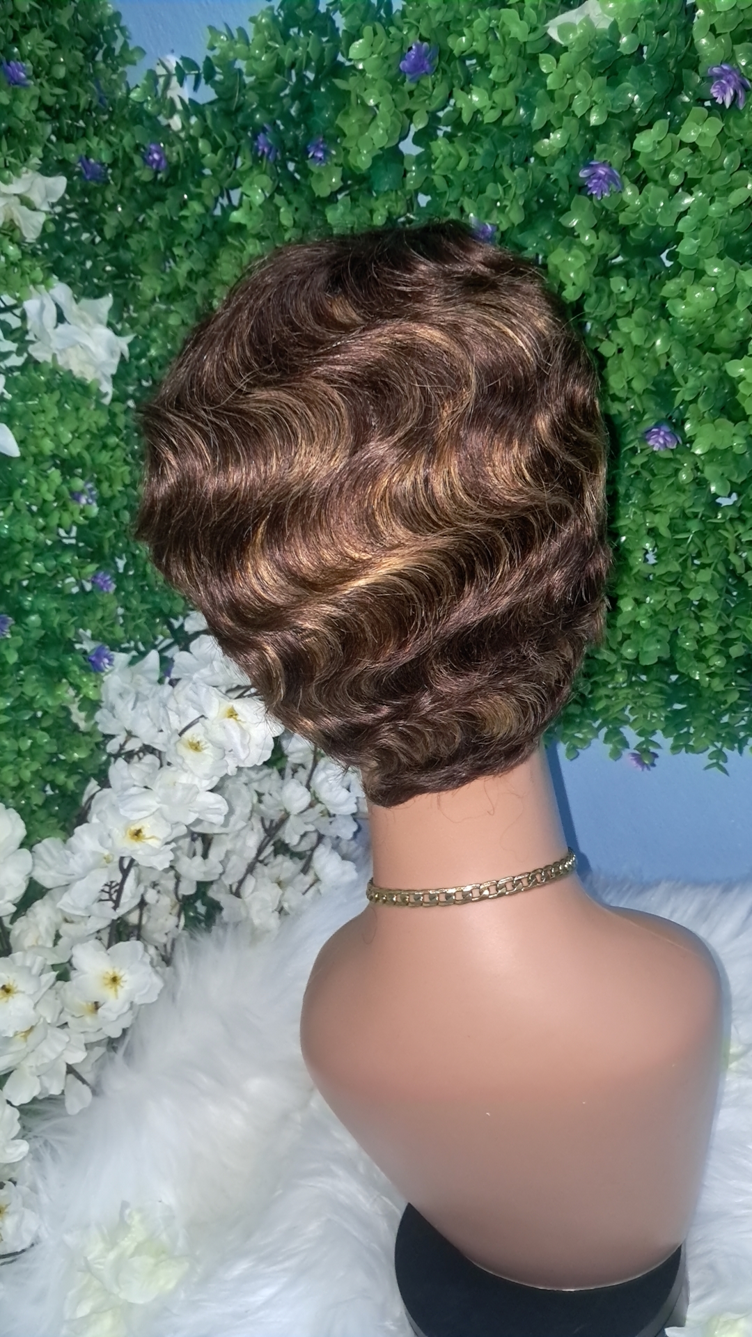 Colored wavy curl human hair wig view 5