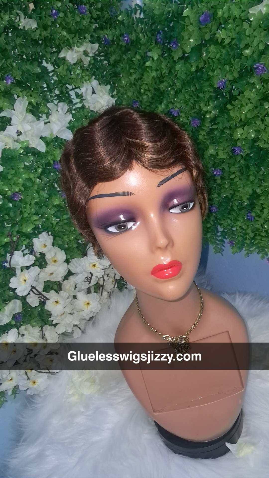 Colored wavy curl human hair wig view 6