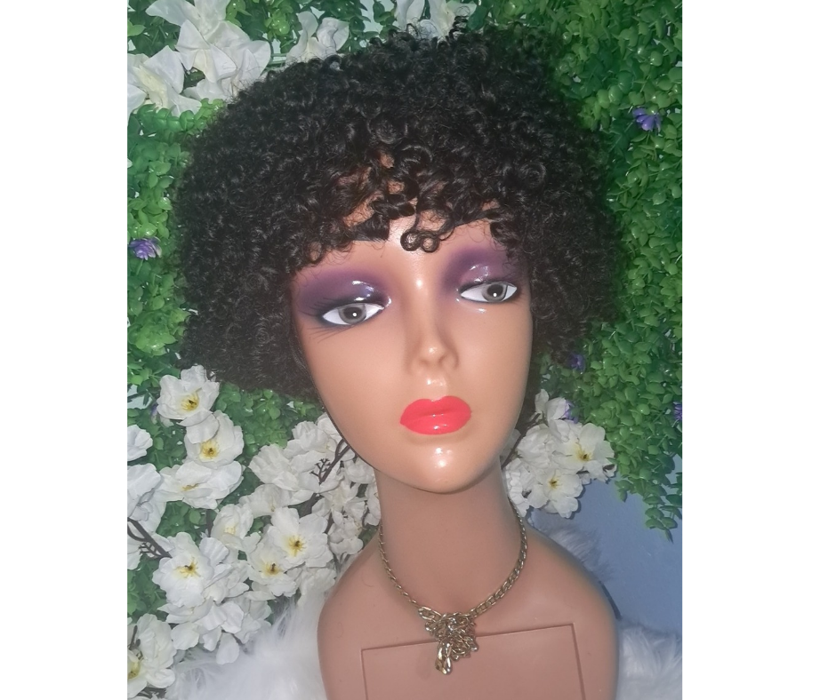 Short brazilian human hair pixie wig 8inch