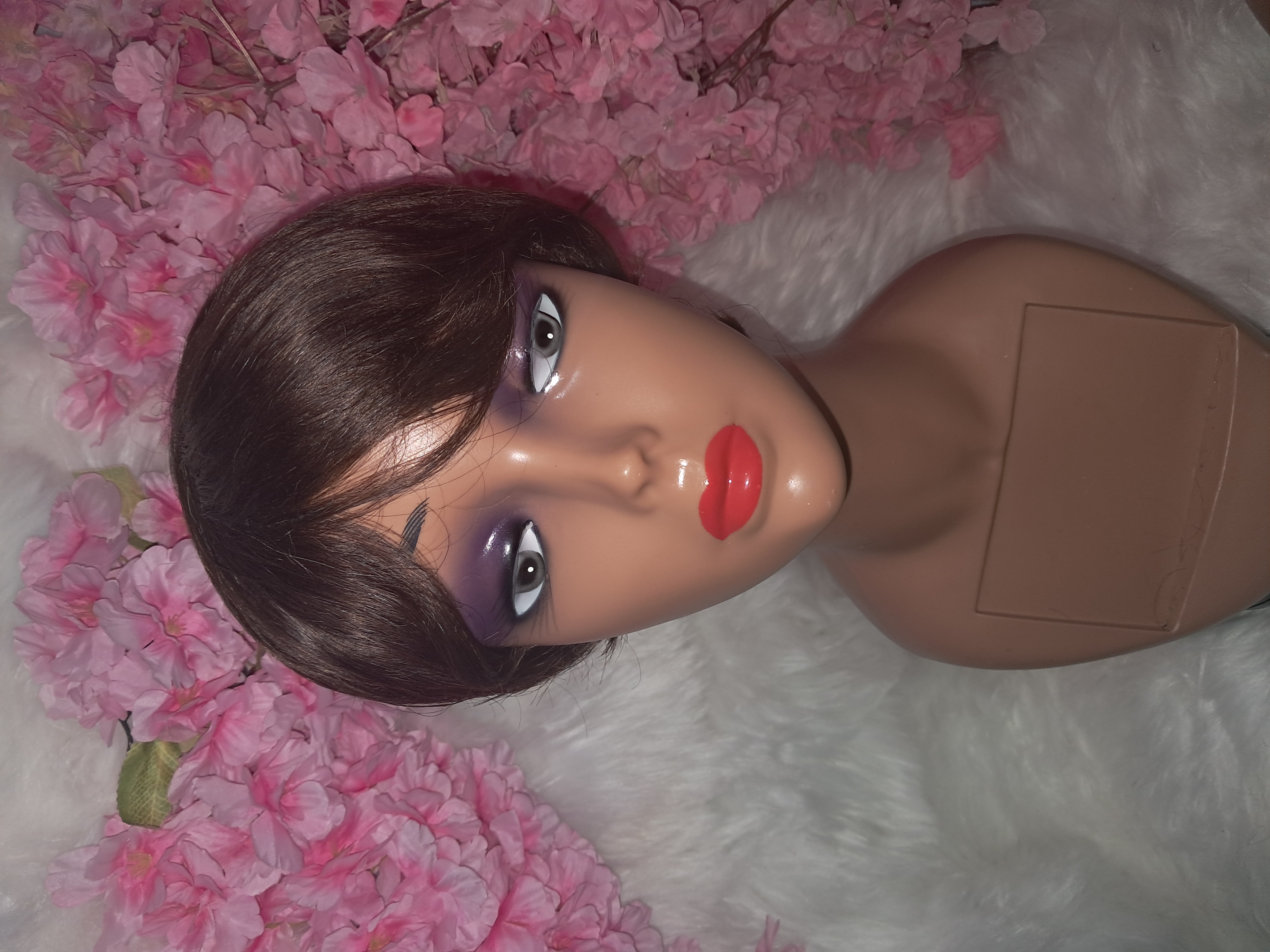 Short pixie cut human hair wig brown color