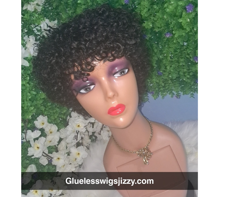 Jerry curl human hair short wig