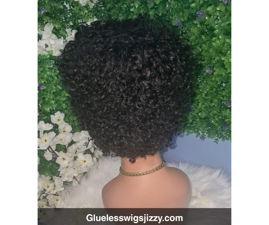 Jerry curl human hair short wig view 2