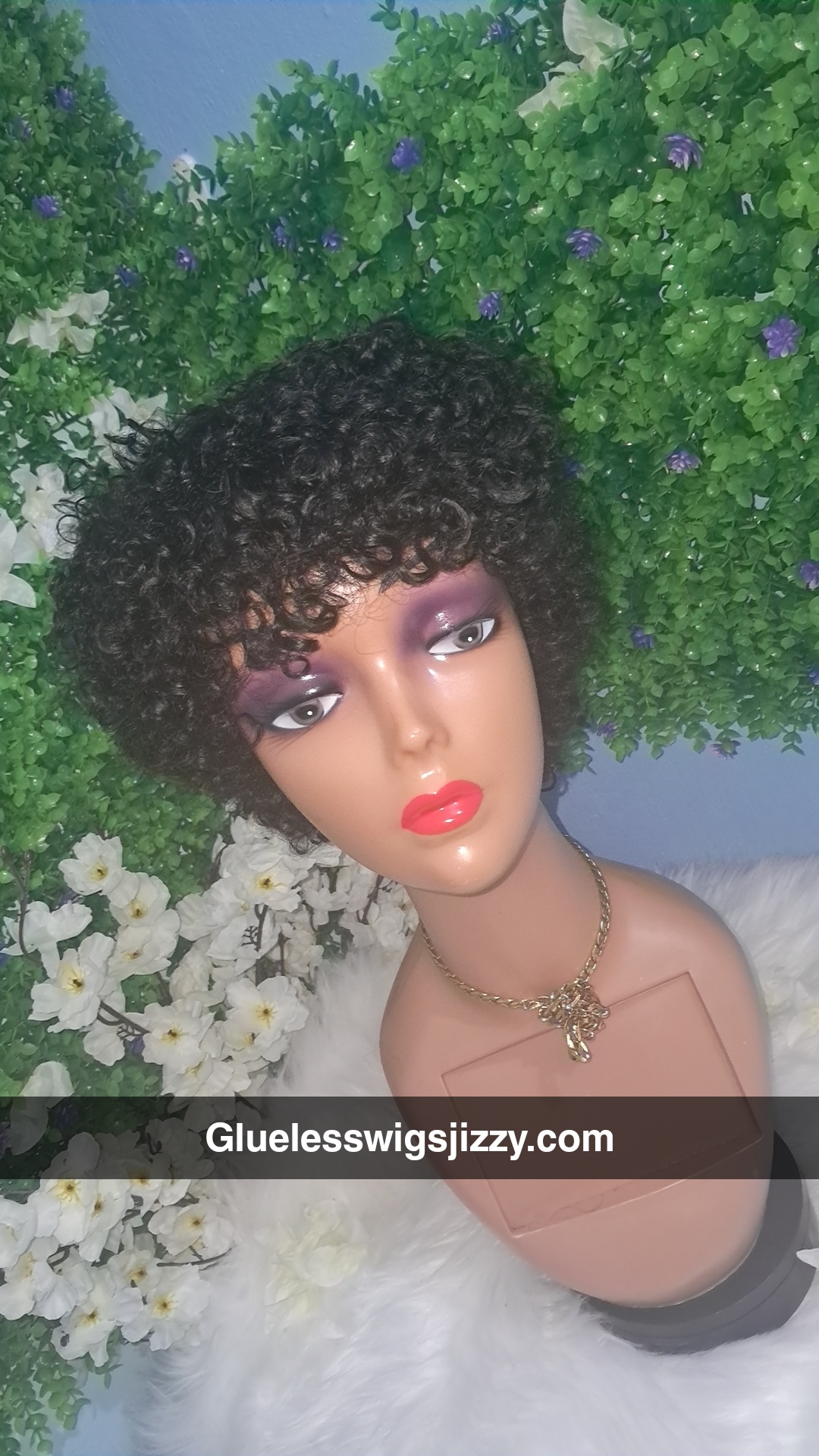 Jerry curl human hair short wig view 4