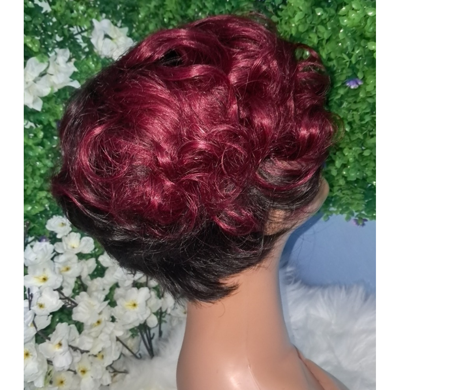 Curly wave pixie cut human hair wig view 2