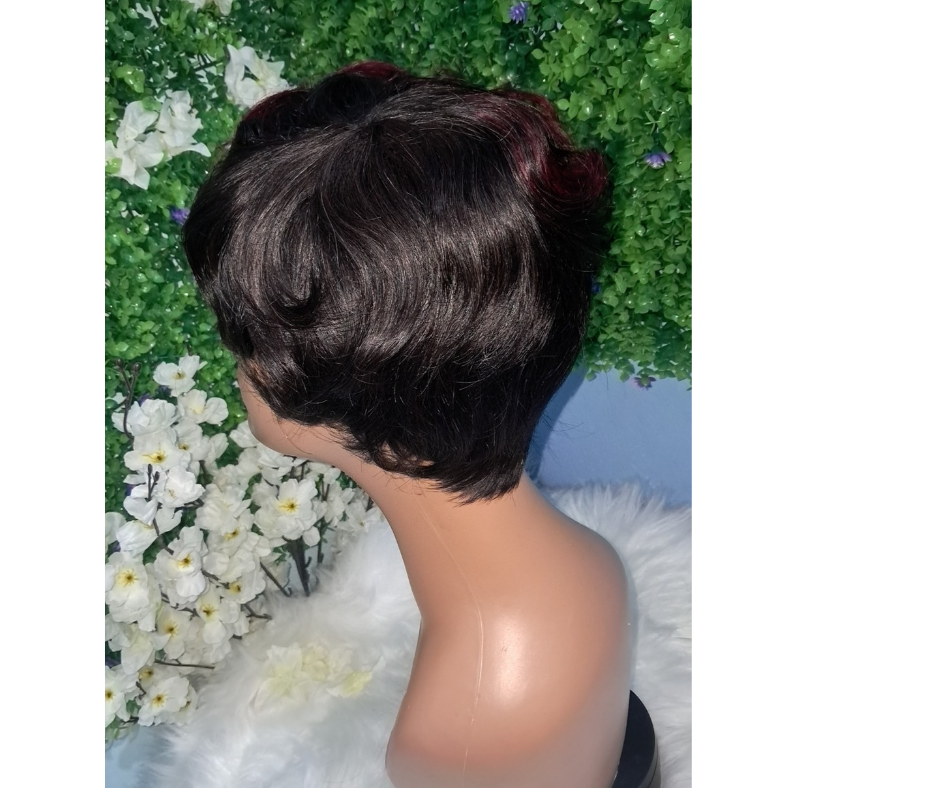Curly wave pixie cut human hair wig view 3