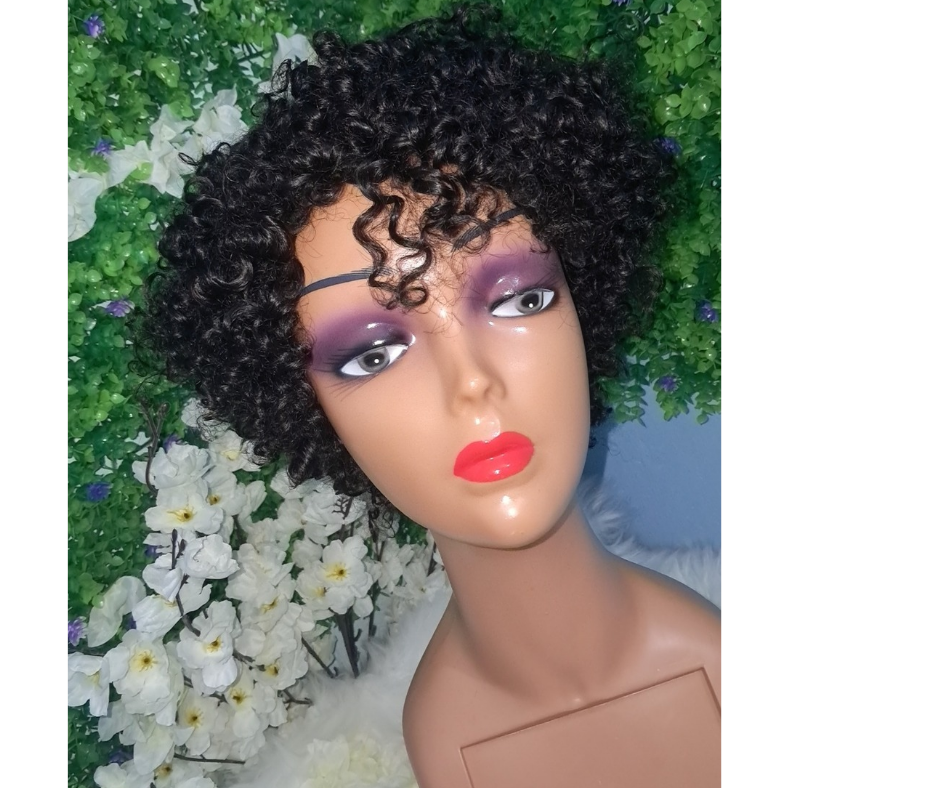Jerry curl human hair short wig view 2