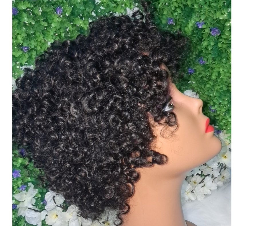 Jerry curl human hair short wig view 4