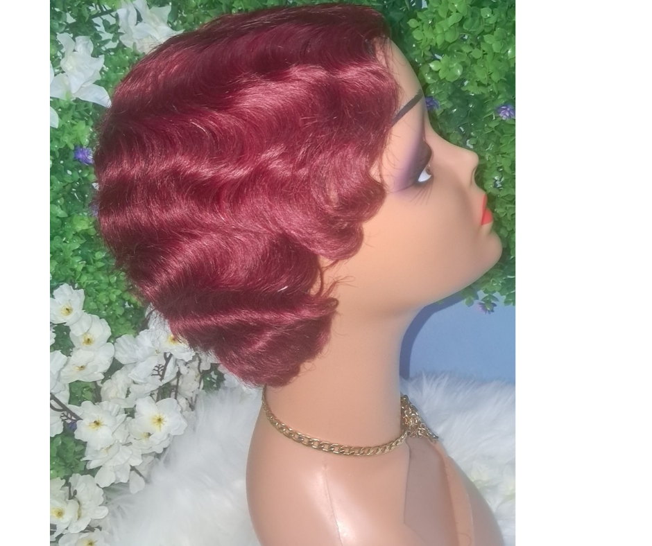 Short wavy cut human hair wig view 3