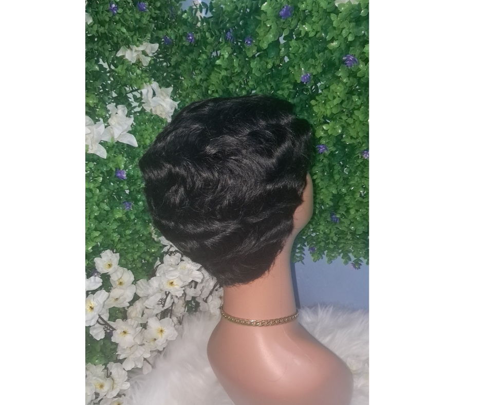 Short wavy curl human hair wig view 2