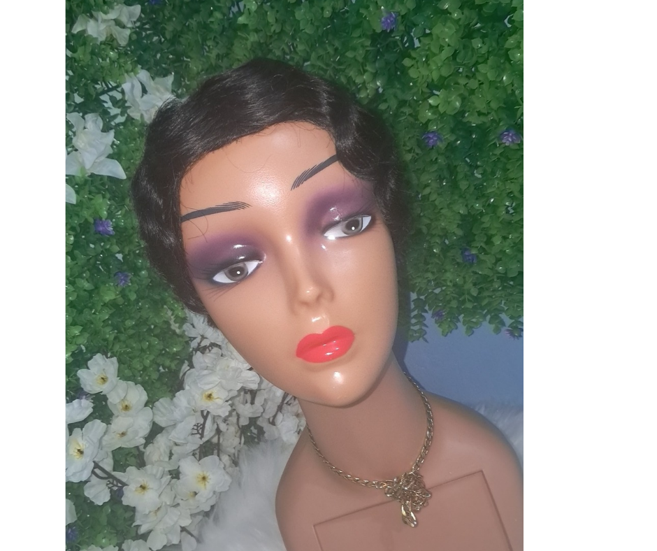 Short wavy curl human hair wig view 3