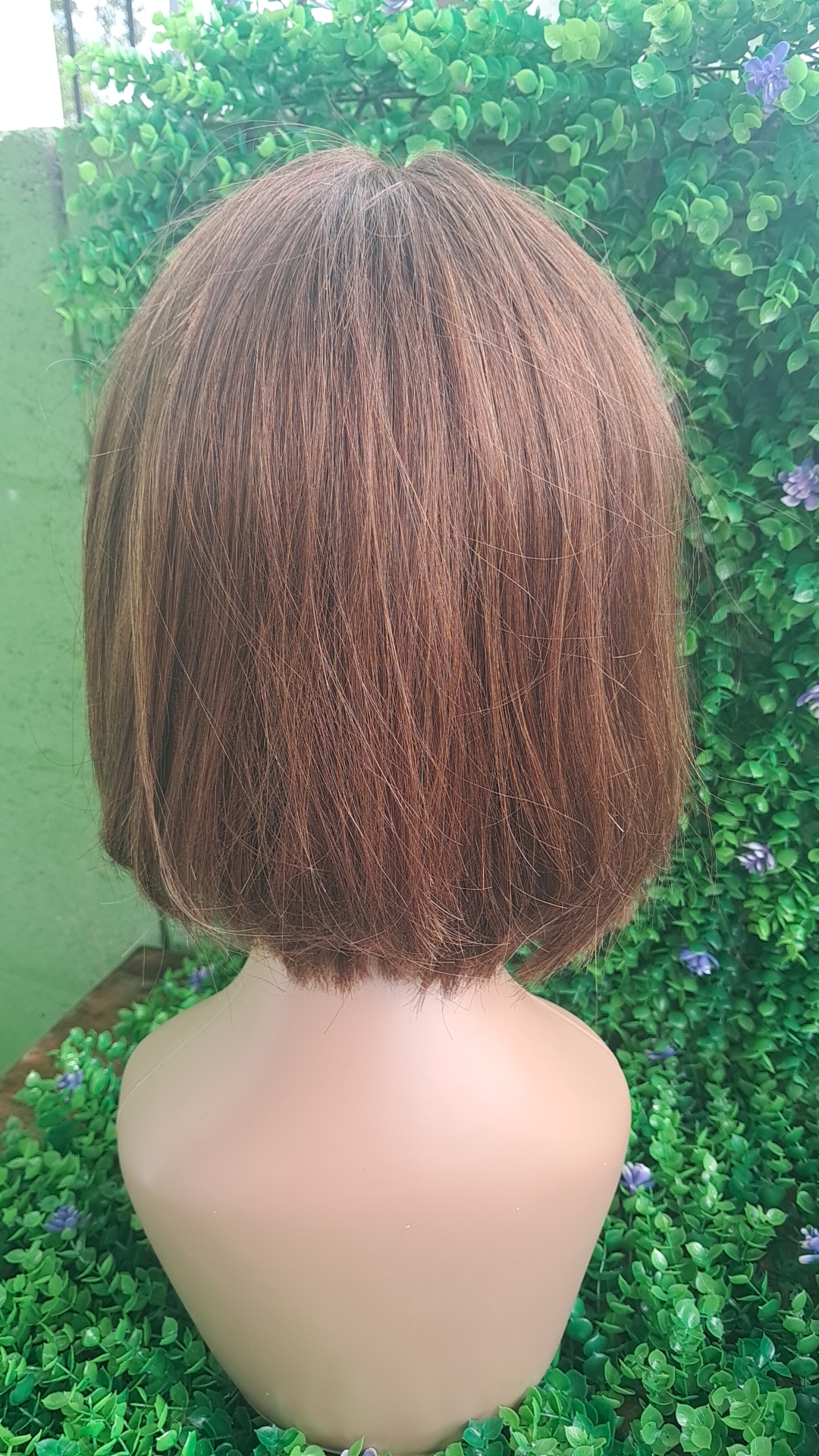 Classic 8" human hair Brown Bang Wig view 3