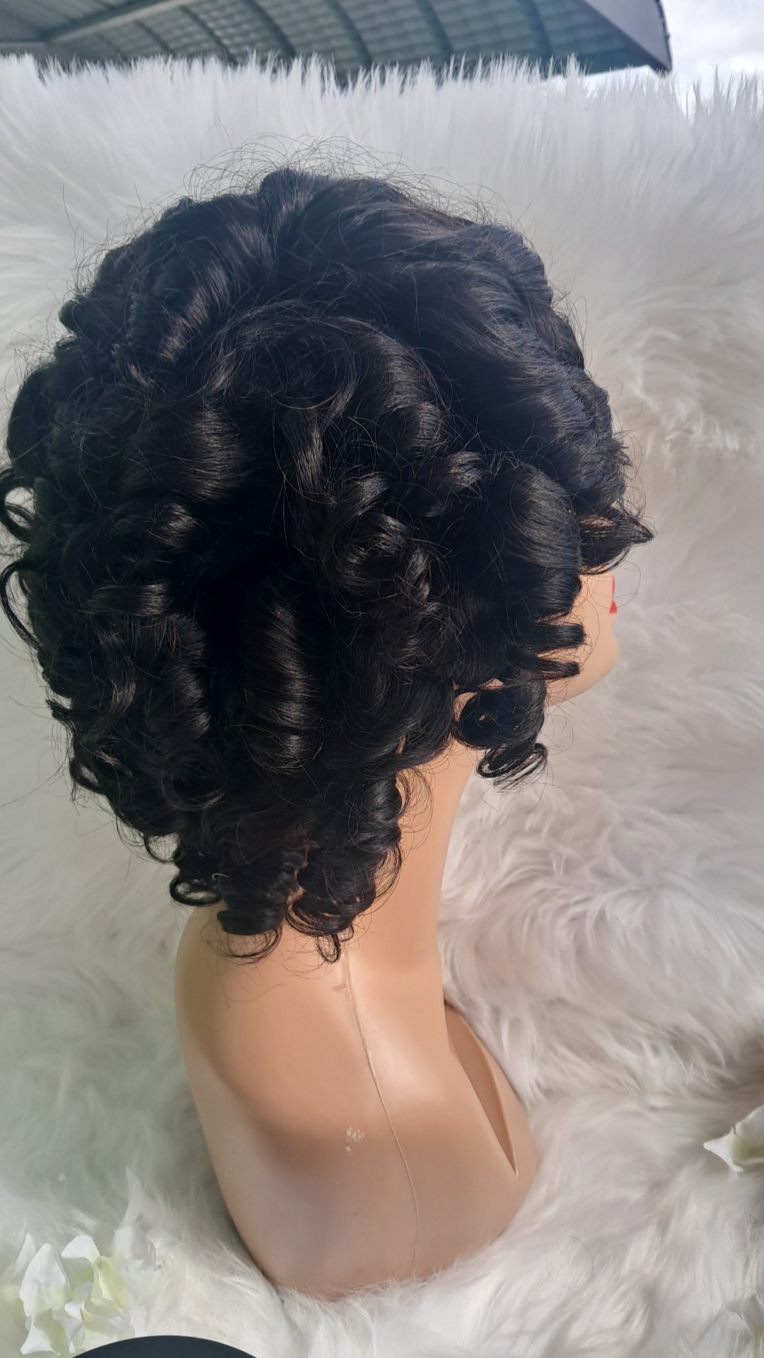 Human hair bouncy curl headband wig  view 3