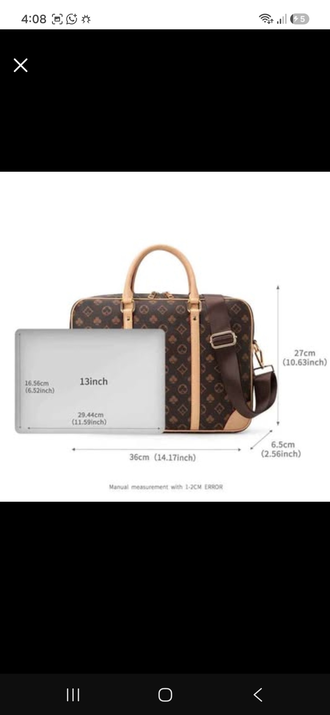 Unisex briefcase and laptop bag view 3