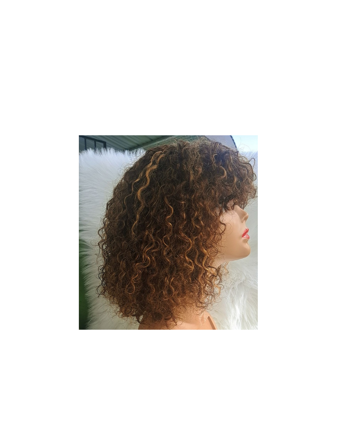 12" human hair curly wig with bang view 2