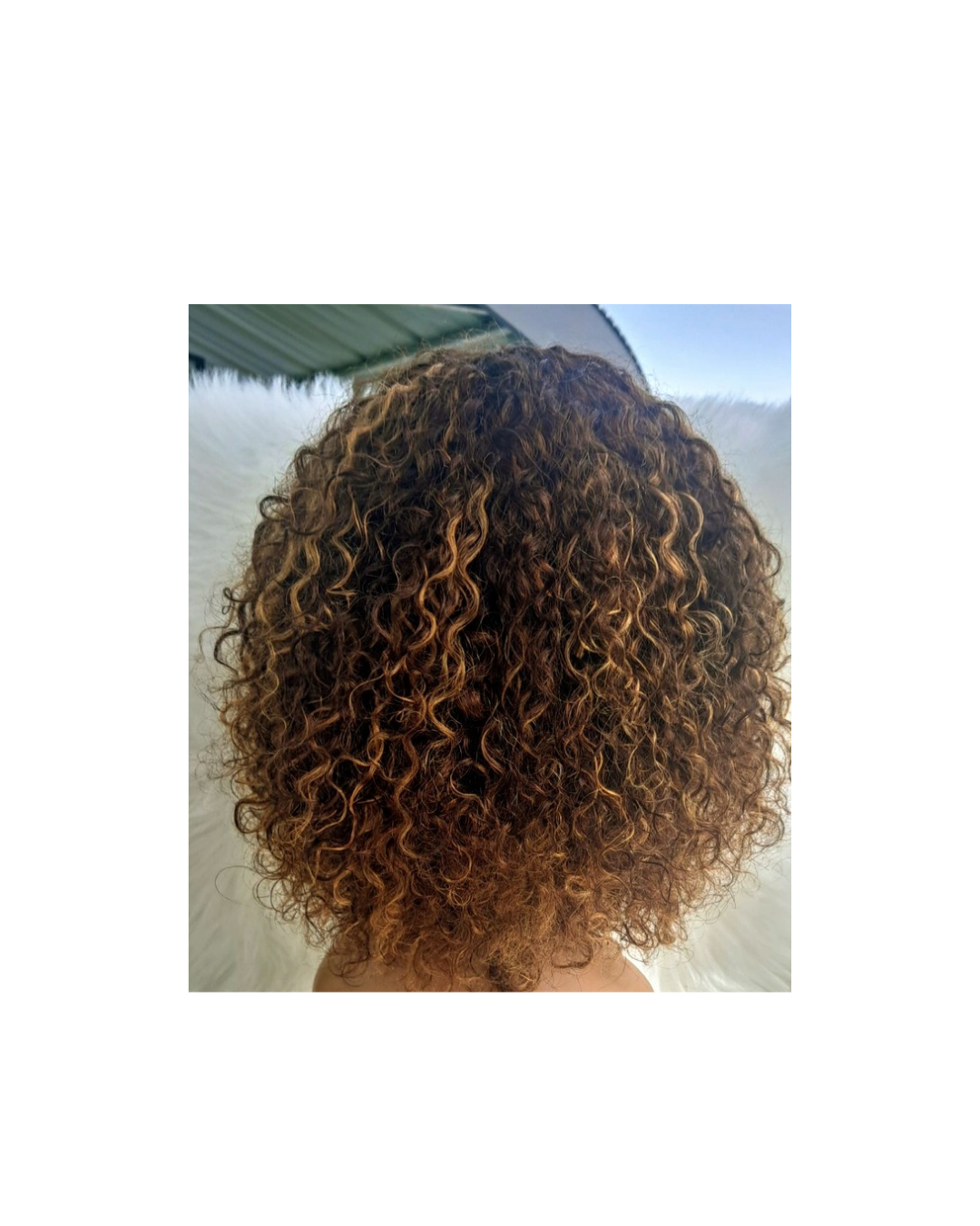 12" human hair curly wig with bang view 3