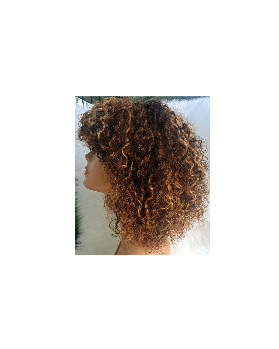 12" human hair curly wig with bang view 4