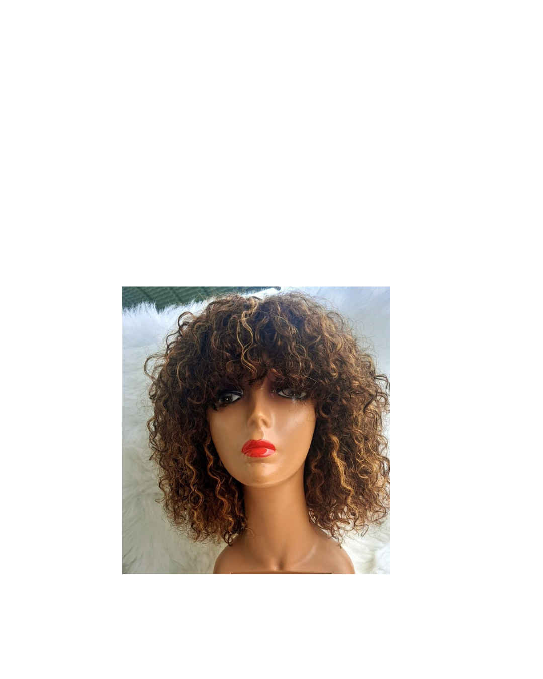12" human hair curly wig with bang view 5