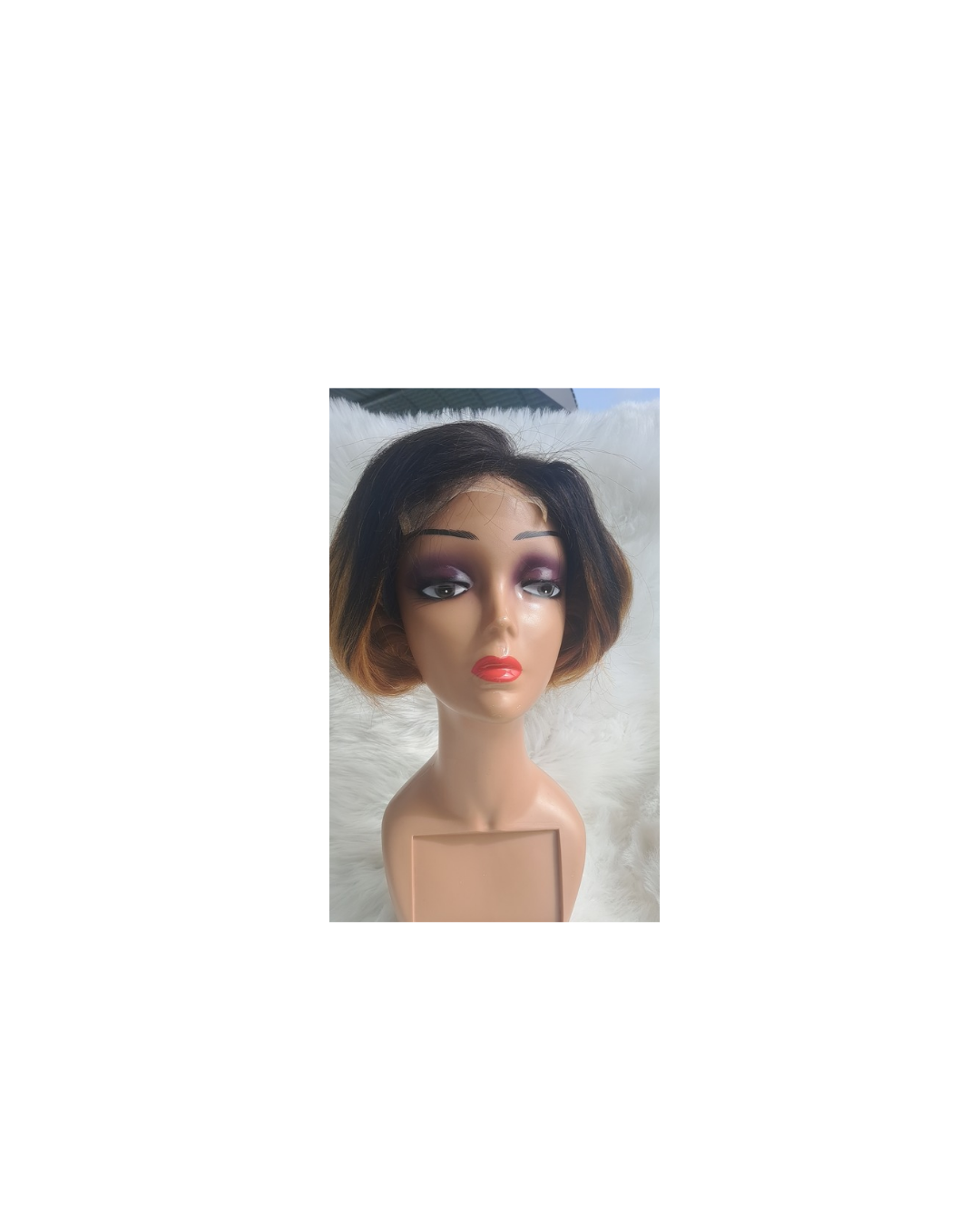 8"Colored human hair 4x4 pixie lacefront wig view 2