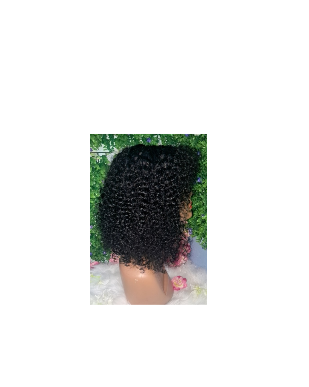 12"Human hair jerry curl bang wig view 3