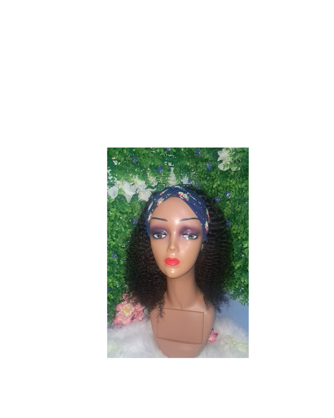 16"Jerry Curl headband wig view 2