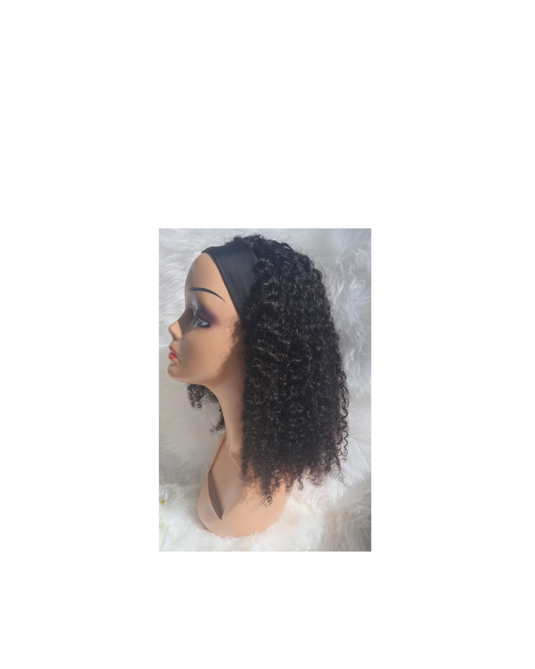 16"Jerry Curl headband wig view 4