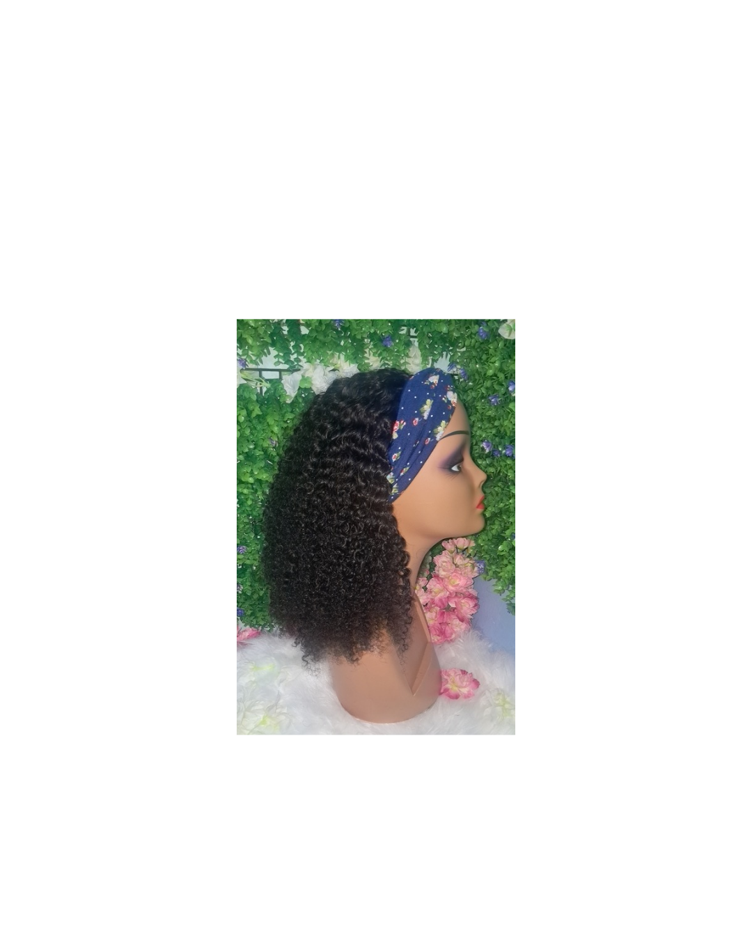 16"Jerry Curl headband wig view 5