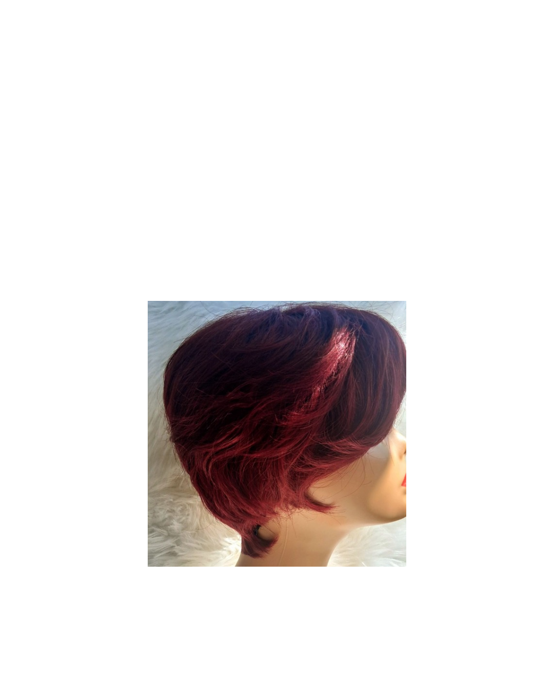 Human hair short pixie wig burgundy  view 3